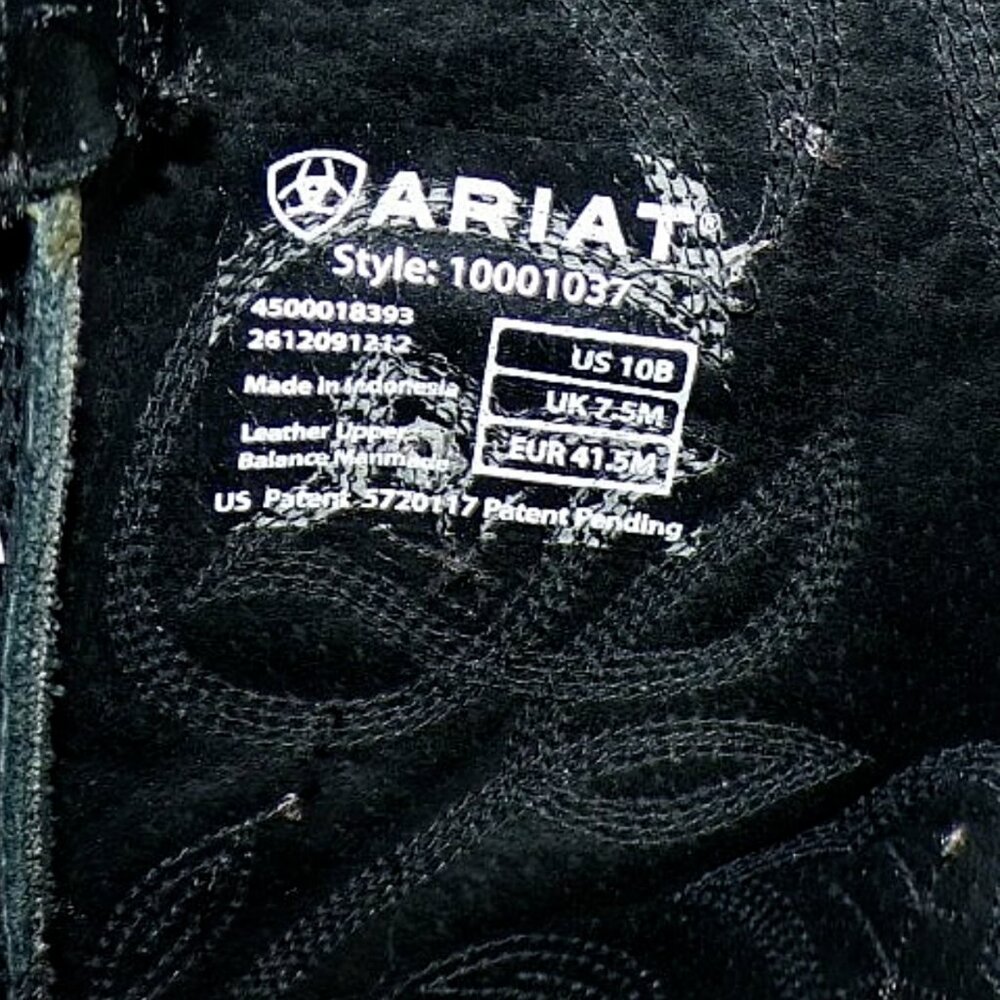 WOMENS ARIAT HERITAGE WESTERN Regular  TOE BLACK LEATHER WESTERN COWBOY BOOTS 10 - Picture 9 of 10